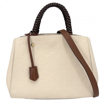 LOUIS VUITTON ルイヴィトン 2WAY 肩掛け 斜め掛け モノグラムアンプラント モンテーニュMM ショルダーバッグ ハンドバッグ クリーム M53939 アイボリー ブラウン 茶 ゴールド金具 レディース【中古品】