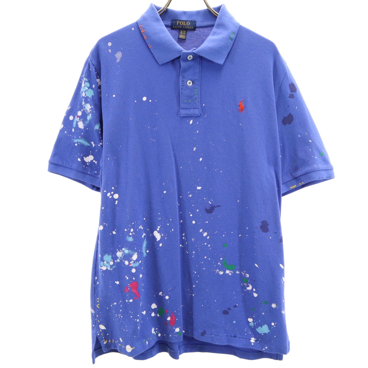 POLO RALPH LAUREN ポロラルフローレン ペンキ 半袖 ポロシャツ XL 18-20 ブルー 鹿の子