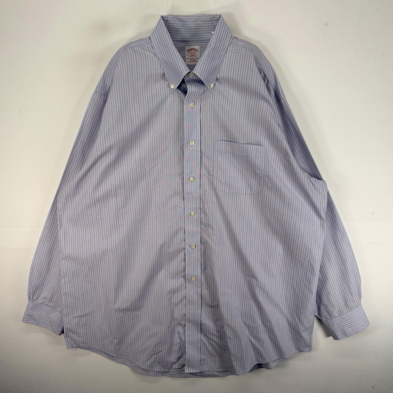 古着 ブルックスブラザーズ Brooks Brothers 長袖シャツ ボタンダウン 346 XL  ブルー系 ストライプ メンズ