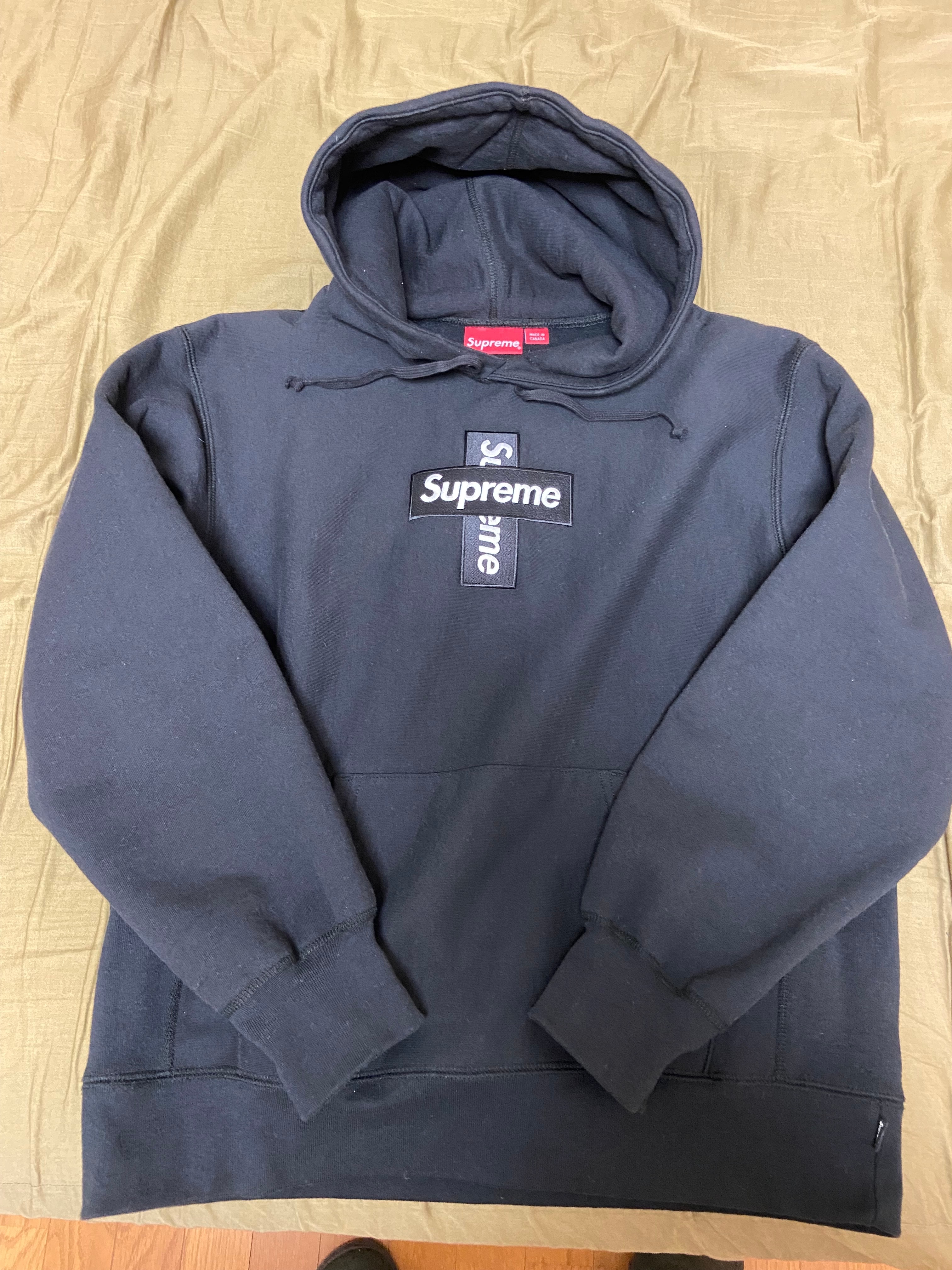 Supreme Cross Box Logo Hooded Sweatshirt "Black"