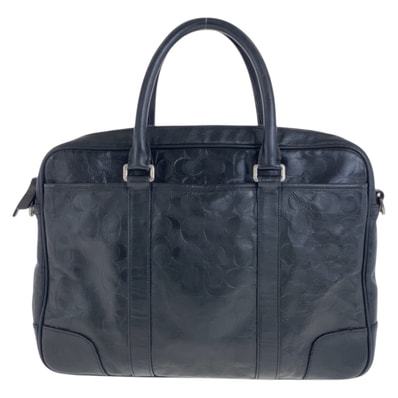 COACH コーチ シグネチャー ブラック 黒 シルバー金具 レザー ビジネスバッグ ブリーフケース 600333 【中古】