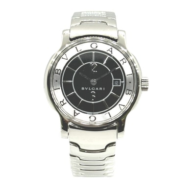 ブルガリ BVLGARI ソロテンポ ST29S クオーツ デイト 腕時計 SS シルバー 美品
