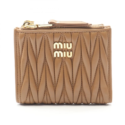 ミュウ ミュウ Miu Miu MATELASSE マテラッセ 二つ折り財布 財布 レザー レディース ブラウン系 5ML024 【中古】