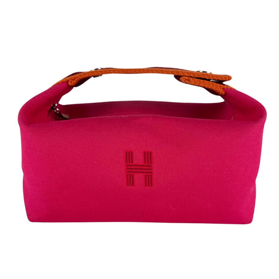 エルメス HERMES ポーチ バス用ポーチ ブリッド ア ブラック PM コットン ピンク シルバー レディース【中古】 z10587