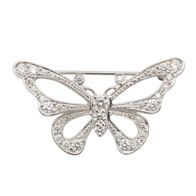 ティファニー TIFFANY&CO バタフライ ブローチ ダイヤ ブローチ アクセサリー Pt950プラチナ ダイヤモンド レディース クリア系 / シルバー系 【中古】