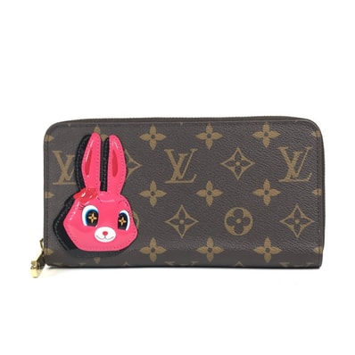 ルイヴィトン LOUIS VUITTON ジッピー・ウォレット M83689 モノグラム ニコラジェスキエール うさぎ ラビット ラウンドファスナー 長財布 モノグラムキャンバス ブラウン 美品