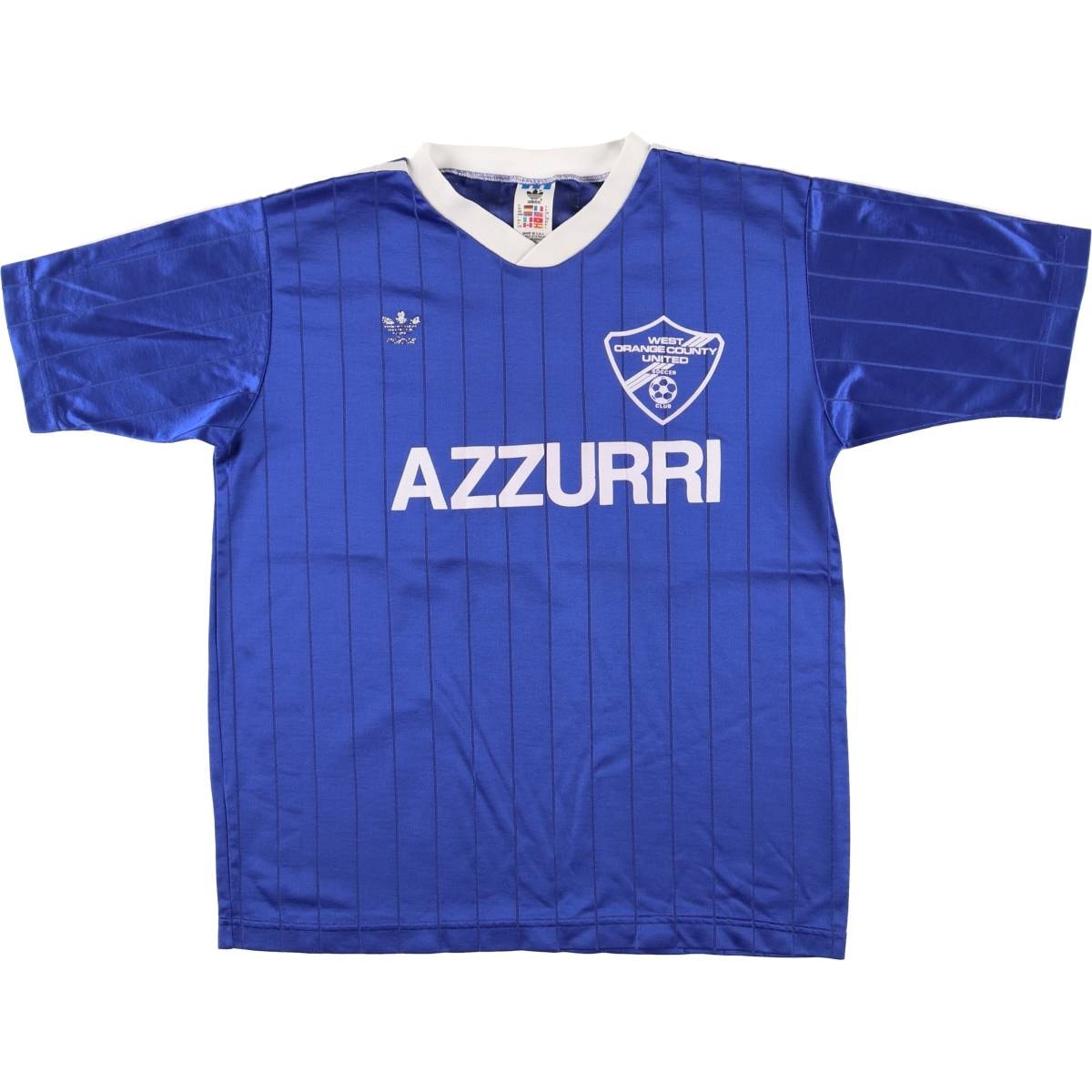 古着 80~90年代 アディダス adidas ストライプ柄 Vネック サッカーユニフォーム ゲームシャツ USA製 メンズL相当 ヴィンテージ/eaa564712