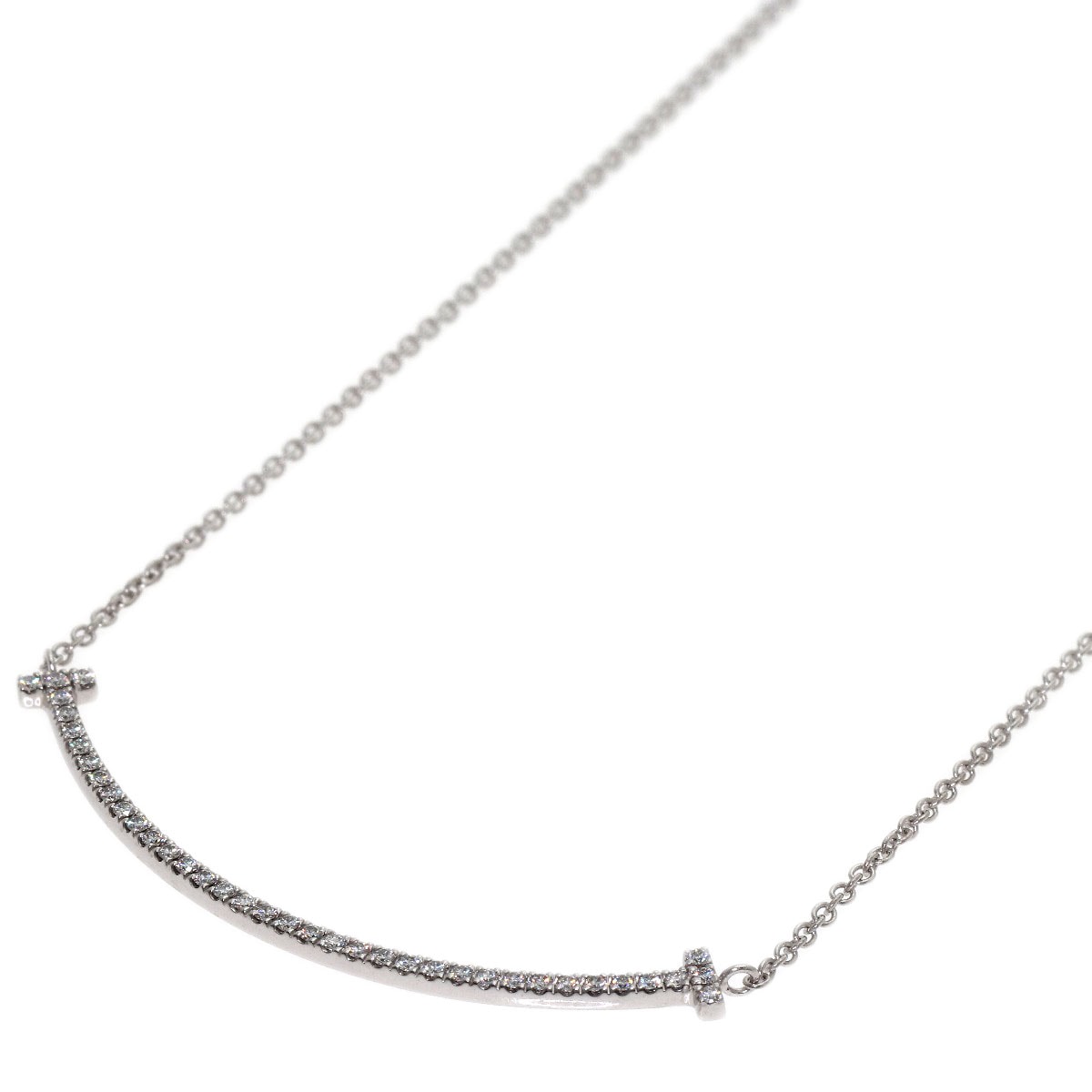 TIFFANY&Co. ティファニー Tスマイル スモール ダイヤモンド ネックレス K18WG レディース [中古]