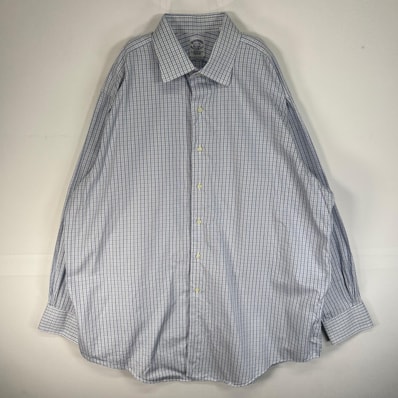 古着 ブルックスブラザーズ Brooks Brothers 長袖シャツ Makers USA製 REGULAR FIT カラーステイ XL ブルー系 チェック メンズ