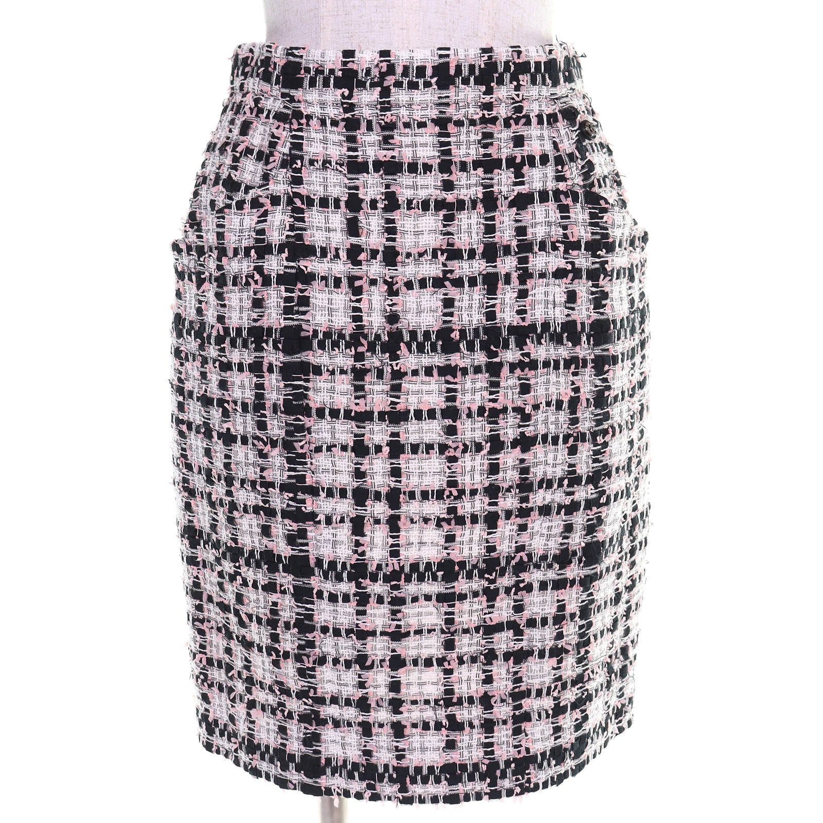 極美品 シャネル ココマーク チェック ツイードスカート 36 P63188