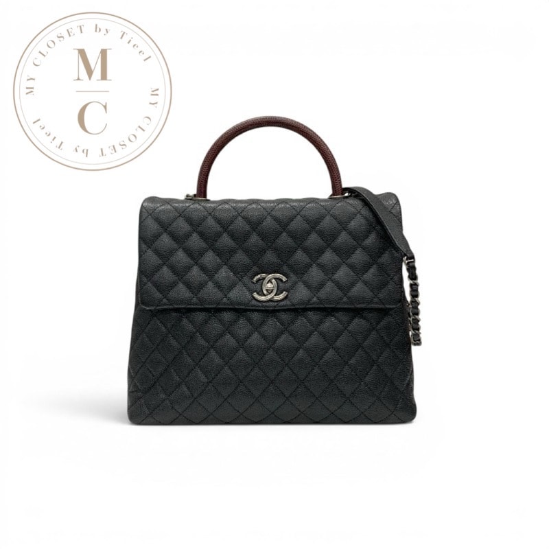 シャネル CHANEL ハンドバッグ ブラック ボルドー シルバー マトラッセ ココハンドル ココマーク ターンロック ガンメタリック金具 2way ショルダーバッグ