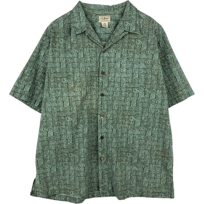 古着 90~00年代 エルエルビーン L.L.Bean 総柄 半袖 オープンカラー コットンシャツ ボックスシャツ メンズL相当 ヴィンテージ/eaa655475