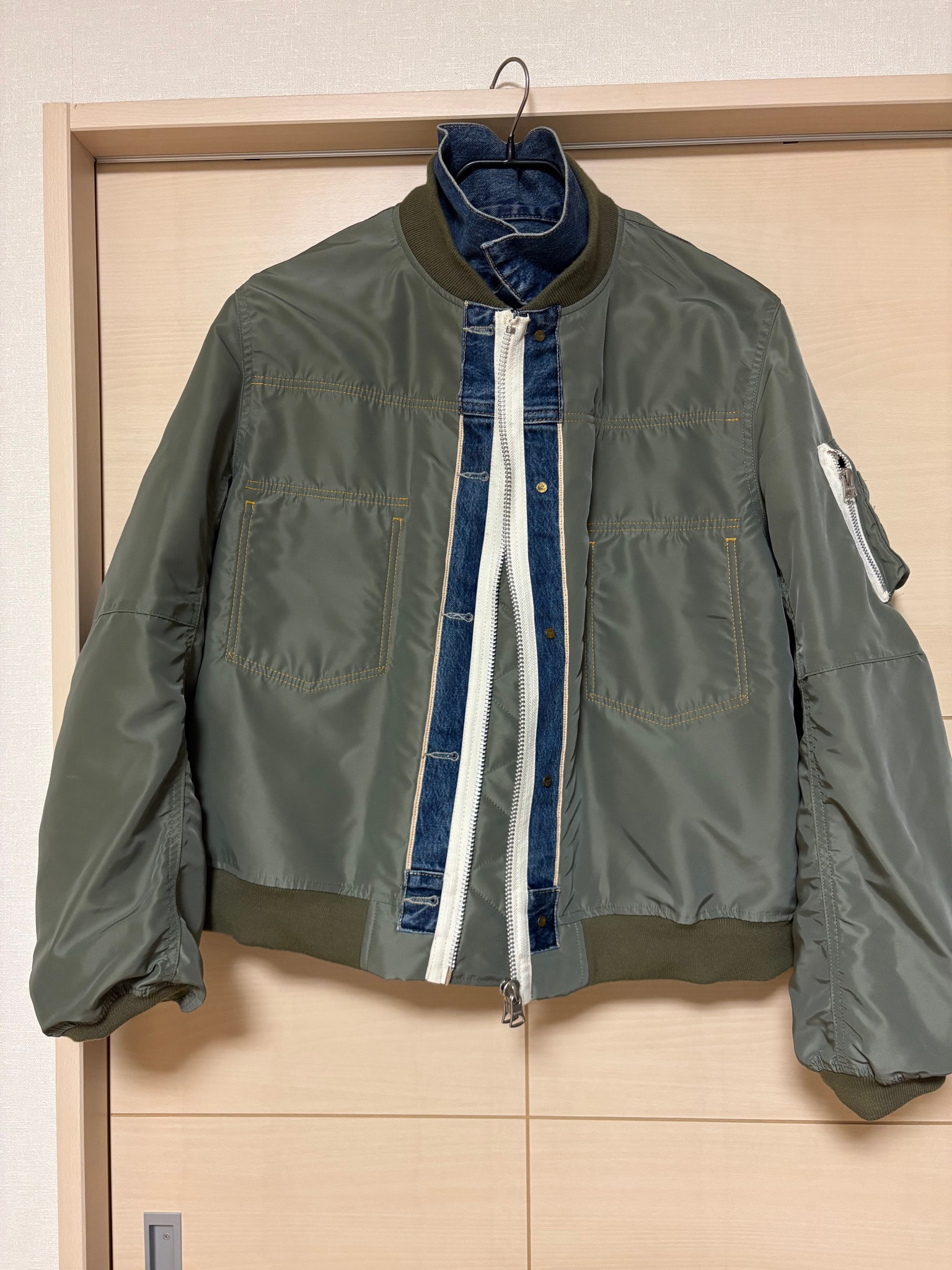 sacai x Levi's Men's Denim x Nylon Twill Reversible Blouson "Blue/Khaki" 25-03707M