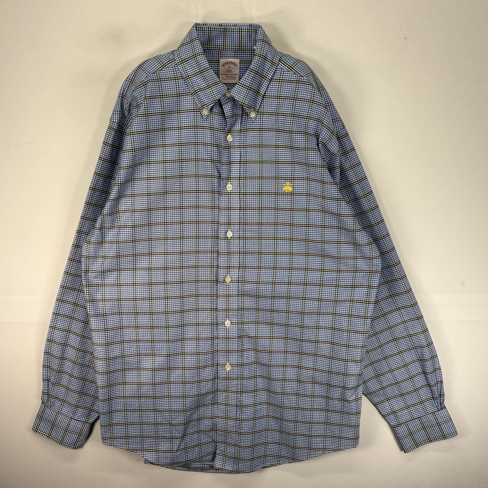 古着 ブルックスブラザーズ Brooks Brothers 長袖シャツ ボタンダウン ワンポイント M  ブルー系 チェック メンズ