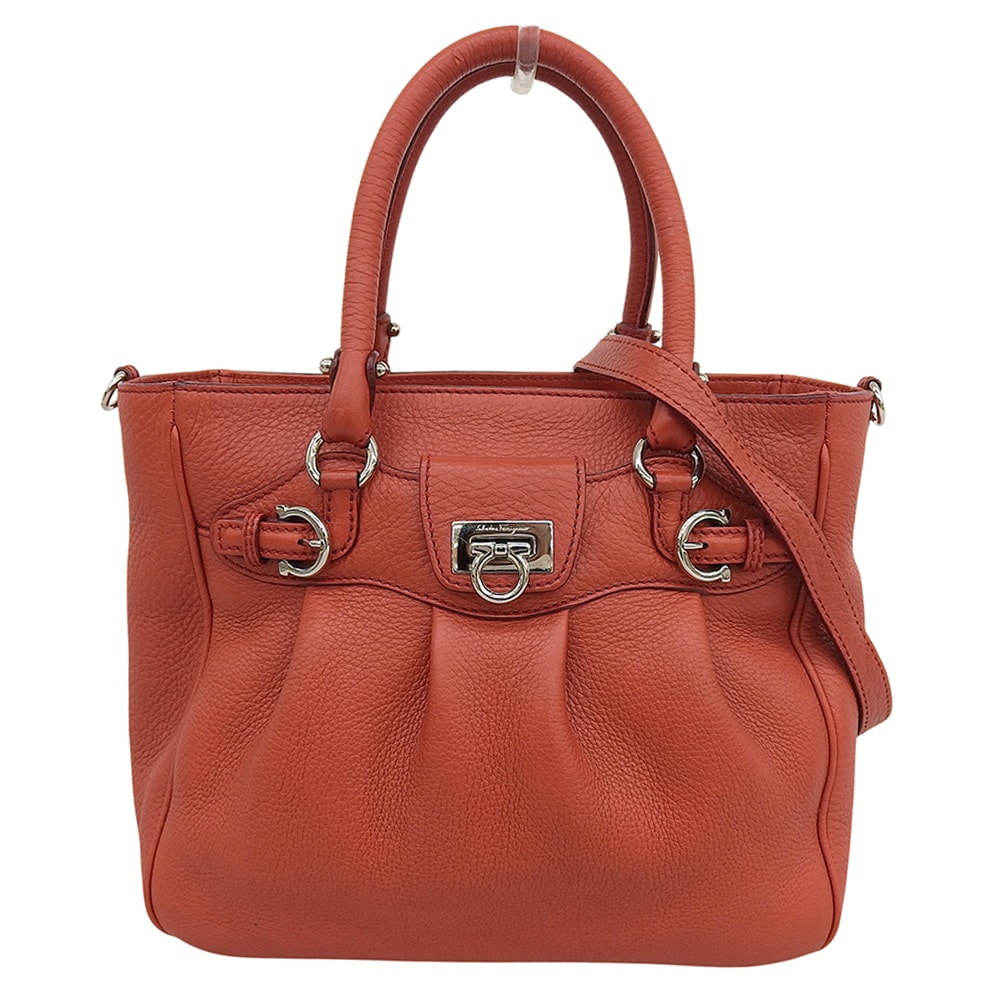 サルヴァトーレフェラガモ ガンチーニ 2WAY ショルダーバッグ ハンドバッグ レディース オレンジ AS-21 7421