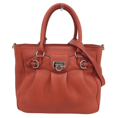 サルヴァトーレフェラガモ ガンチーニ 2WAY ショルダーバッグ ハンドバッグ レディース オレンジ AS-21 7421