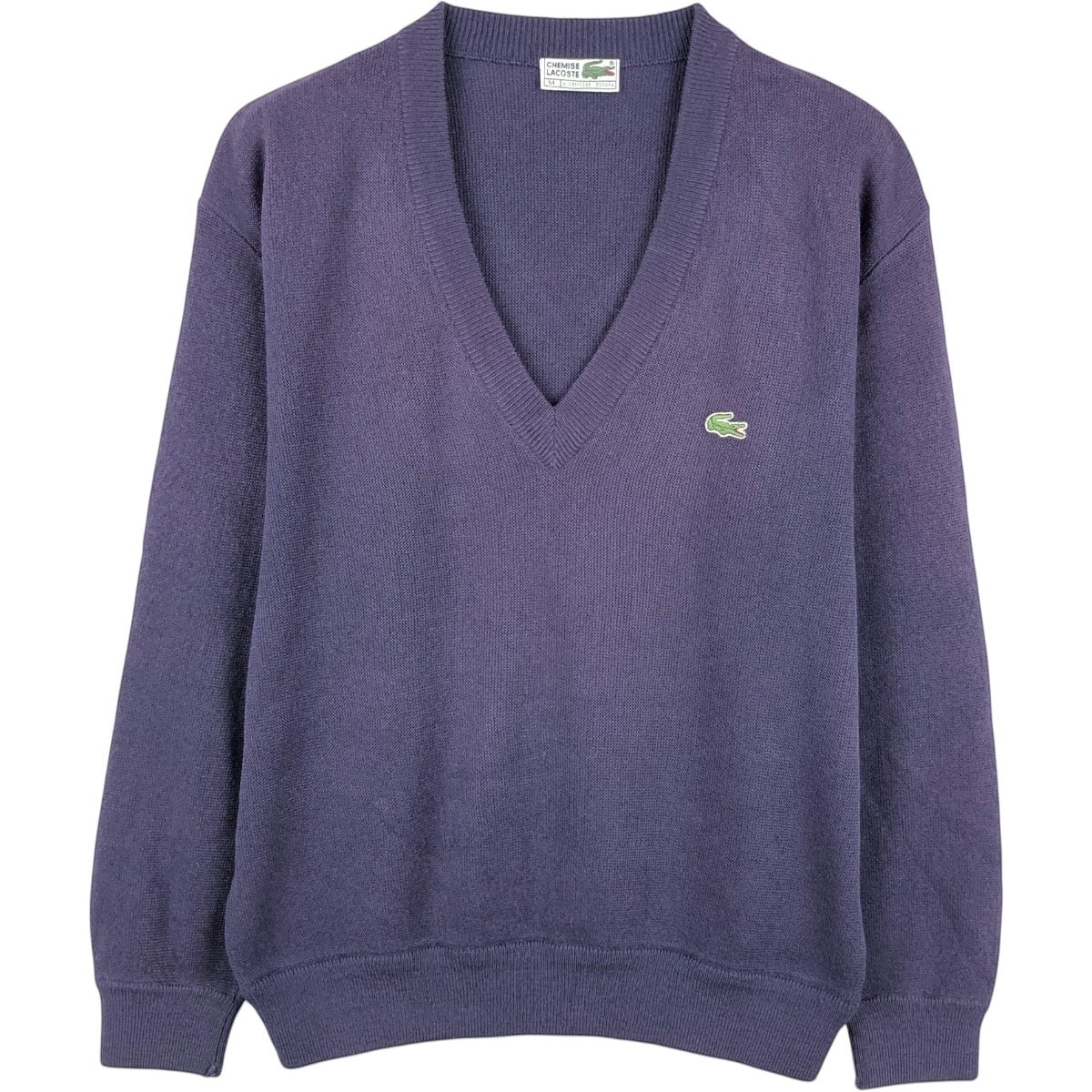 古着 80年代 ラコステ LACOSTE CHEMISE フレンチラコステ Vネック アクリルニットセーター スペイン製 メンズM相当 ヴィンテージ/eaa672440