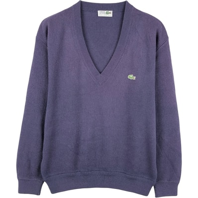 古着 80年代 ラコステ LACOSTE CHEMISE フレンチラコステ Vネック アクリルニットセーター スペイン製 メンズM相当 ヴィンテージ/eaa672440