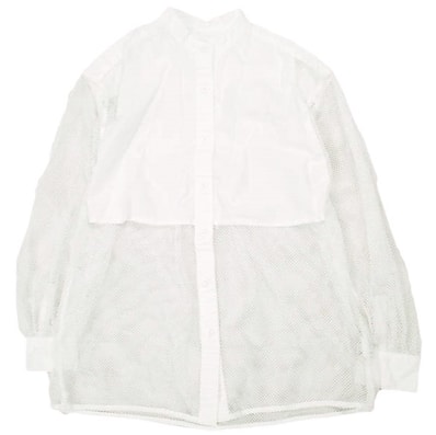 ADAM ET ROPE アダムエロペ 23SS サステナブル スタンドカラーメッシュシャツ GAH03320 Free WHITE 長袖 トップス g24615