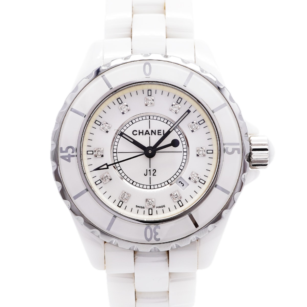★最終価格【6whb0111】シャネル J12 ダイヤ H1628 白文字盤【中古】腕時計 レディース