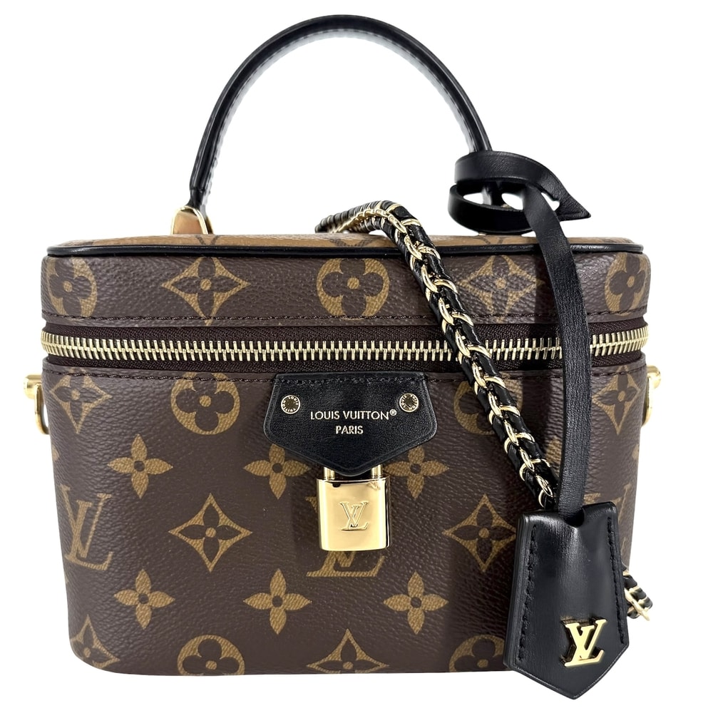 LOUIS VUITTON ルイヴィトン 2WAY ヴァニティ NV PM ロゴ 肩掛け 斜め掛け ショルダーバッグ ハンドバッグ M47128 モノグラムキャンバス  モノグラムリバースキャンパス   ブラウン 茶 ゴールド金具 レディース 美品【中古品】