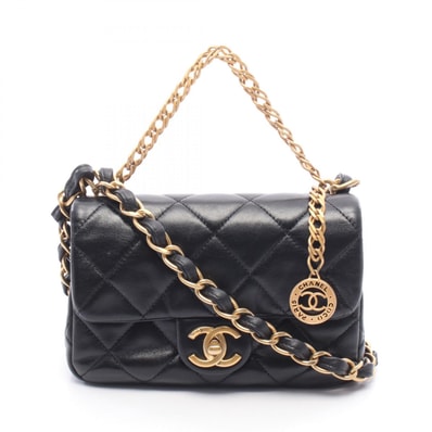 シャネル CHANEL マトラッセ スモールフラップ ショルダーバッグ バッグ レザー レディース ブラック系 【中古】