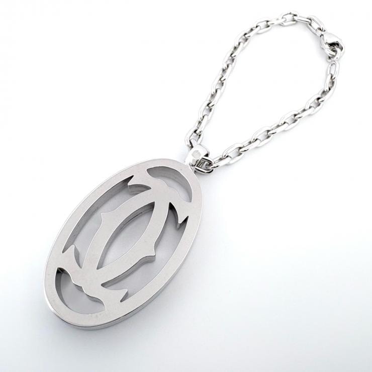 C (やや傷や汚れあり)】CARTIER 2C ダブルC デコール キーホルダー