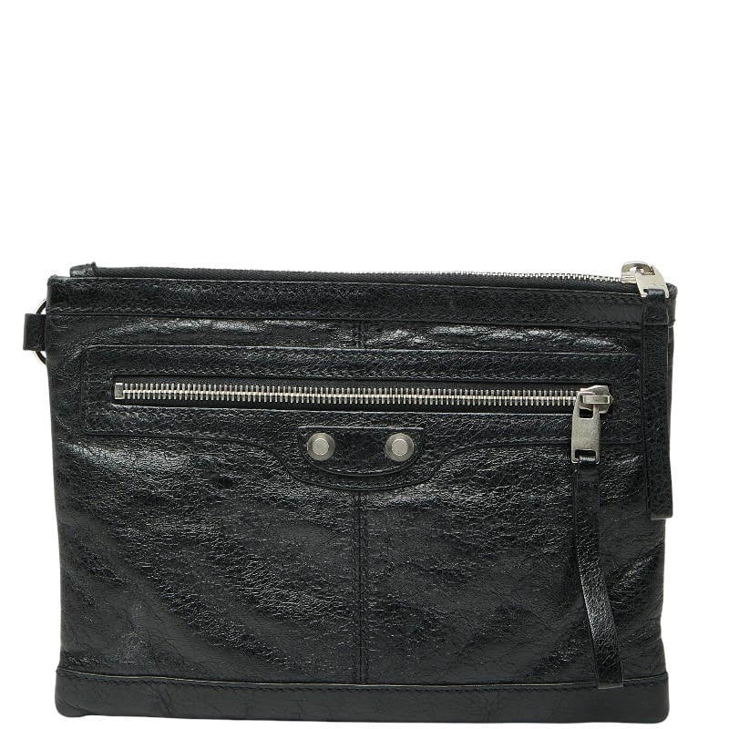バレンシアガ クラシック クリップM クラッチバッグ ポーチ 273021 ブラック レザー レディース BALENCIAGA 【中古】