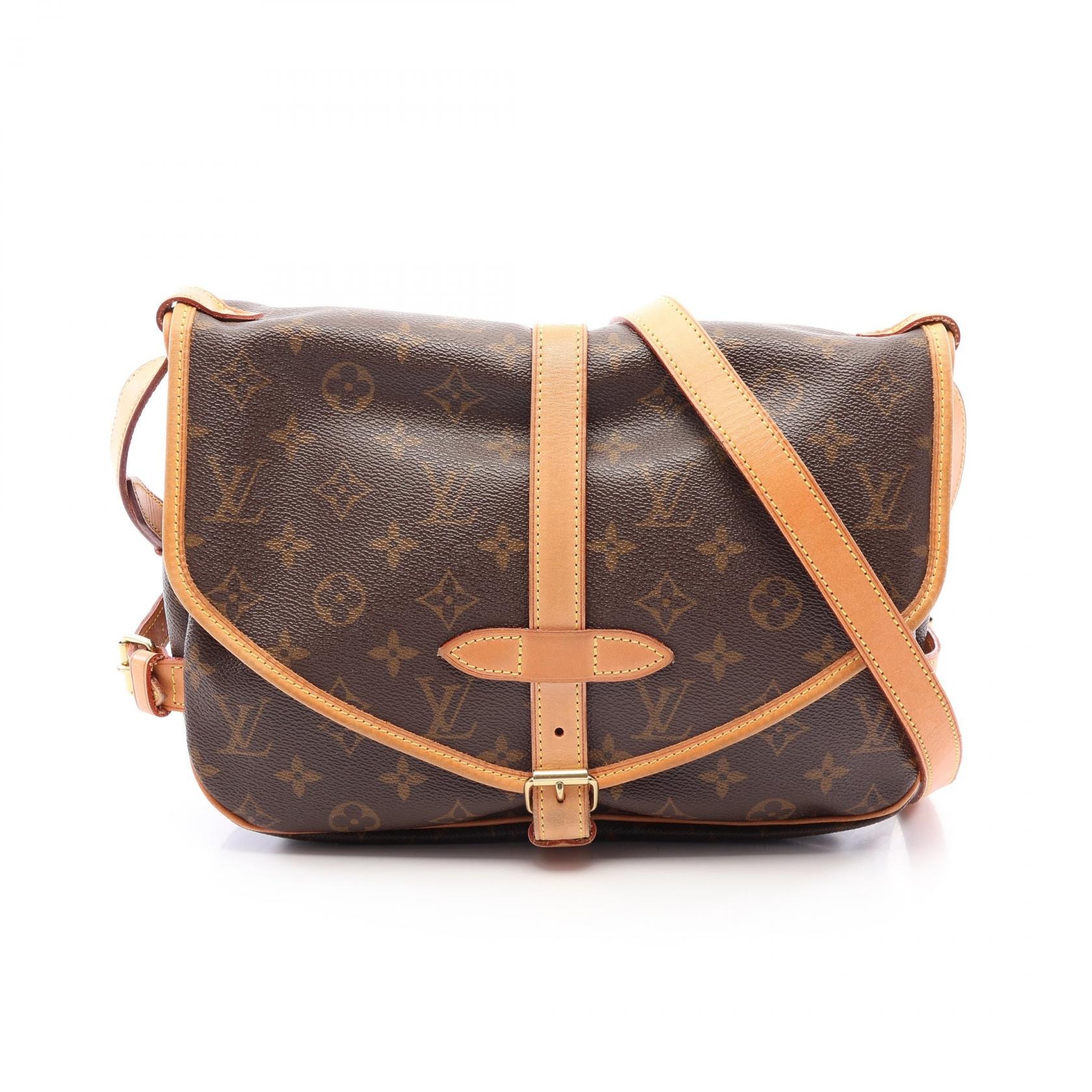 ルイ・ヴィトン LOUIS VUITTON ソミュール30 モノグラム ショルダーバッグ バッグ PVCコーティングキャンバス レザー モノグラム レディース ブラウン系 M42256 【中古】