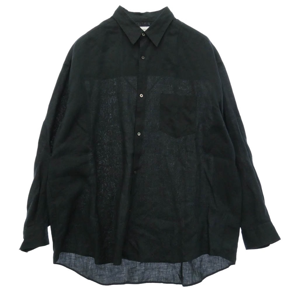 GRAPHPAPER グラフペーパー 23SS GM232-50061B Linen L/S Oversized Regular Collar Shirt リネン  オーバーサイズ レギュラーカラー 長袖 シャツ ブラック系【中古】