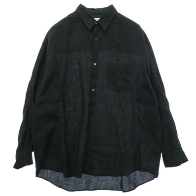 GRAPHPAPER グラフペーパー 23SS GM232-50061B Linen L/S Oversized Regular Collar Shirt リネン オーバーサイズ レギュラーカラー 長袖 シャツ ブラック系【中古】