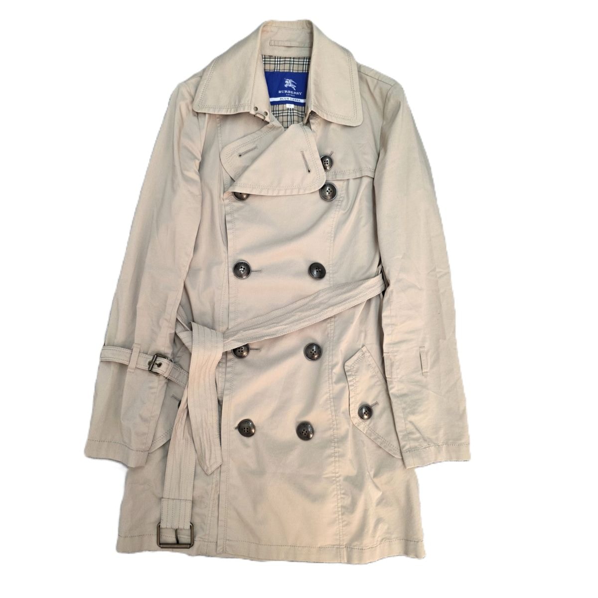 BURBERRY BLUE LABEL バーバリーブルーレーベル ノバチェック スプリング コート トレンチコート E1A13-184-40 38 コットン ベージュ レディース【中古】
