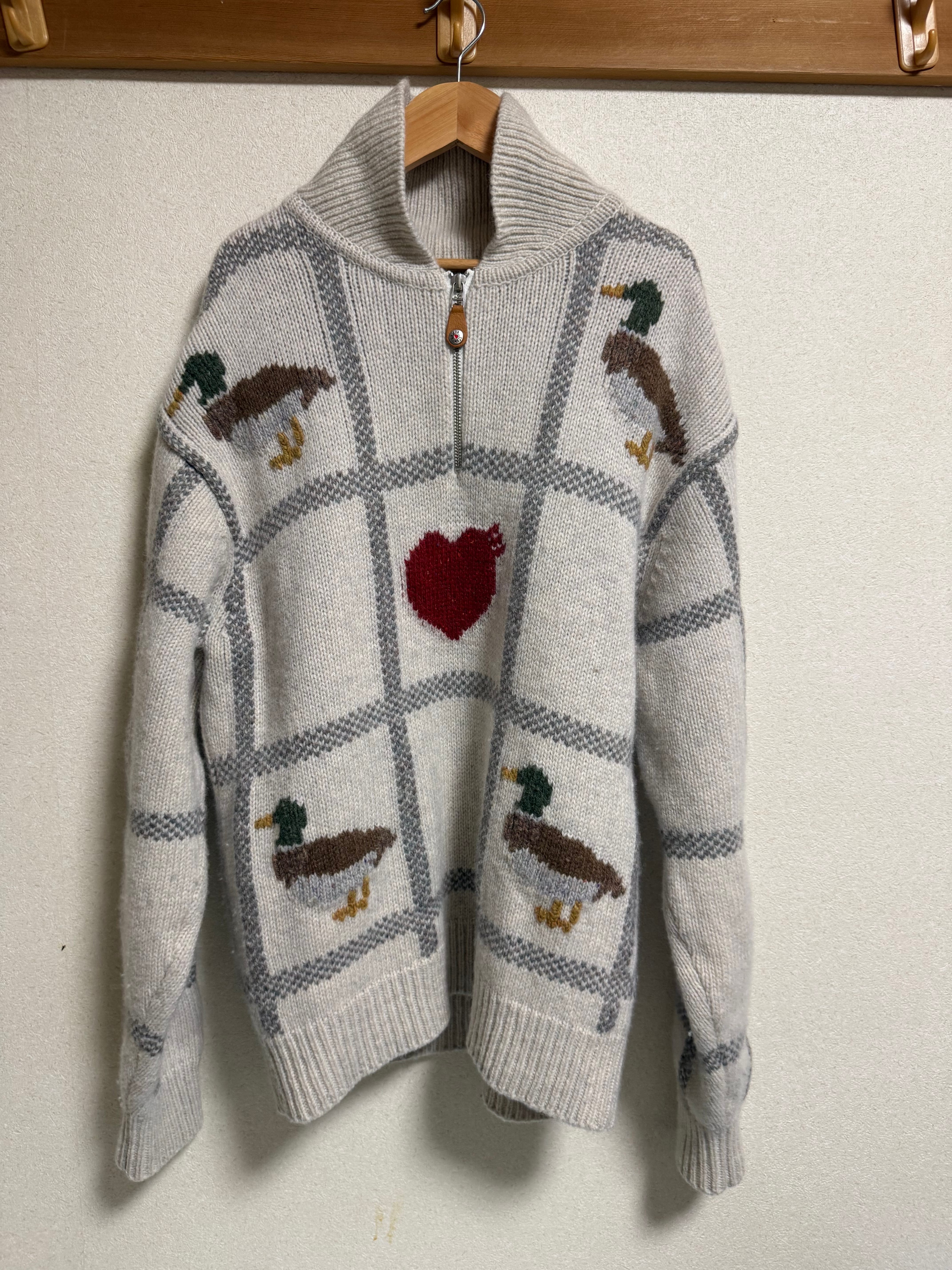 ヒューマンメイド アニマルハーフジップニットセーター "ホワイト"