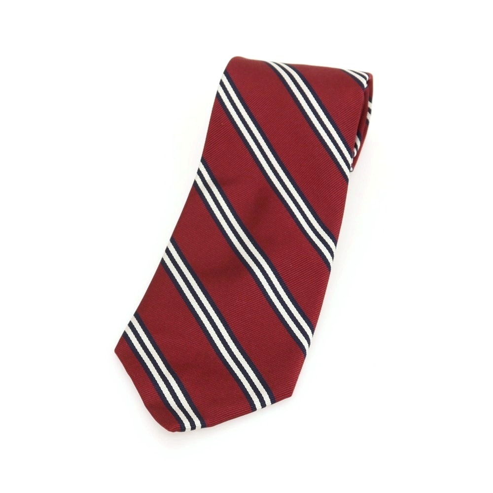 【中古】ブルックスブラザーズ Brooks Brothers 日本上陸25周年記念 シルク ストライプ柄ネクタイ レッドxネイビー【メンズ】