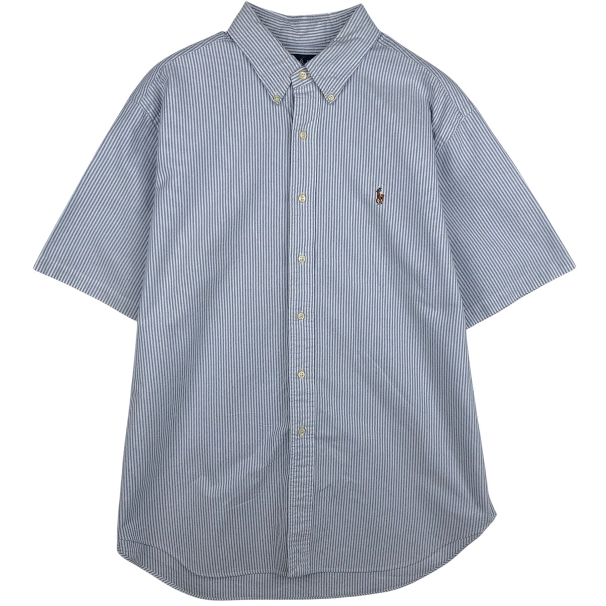 古着 ラルフローレン Ralph Lauren CLASSIC FIT 半袖 ボタンダウン ストライプシャツ メンズXL相当/eaa644857