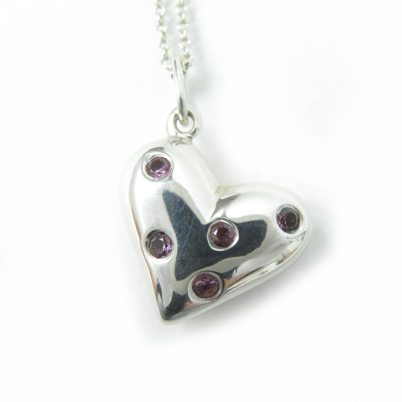 美品 ティファニー ネックレス ドッツハート ネックレス シルバー ピンク