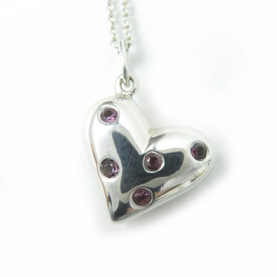 美品 ティファニー ネックレス ドッツハート ネックレス シルバー ピンク