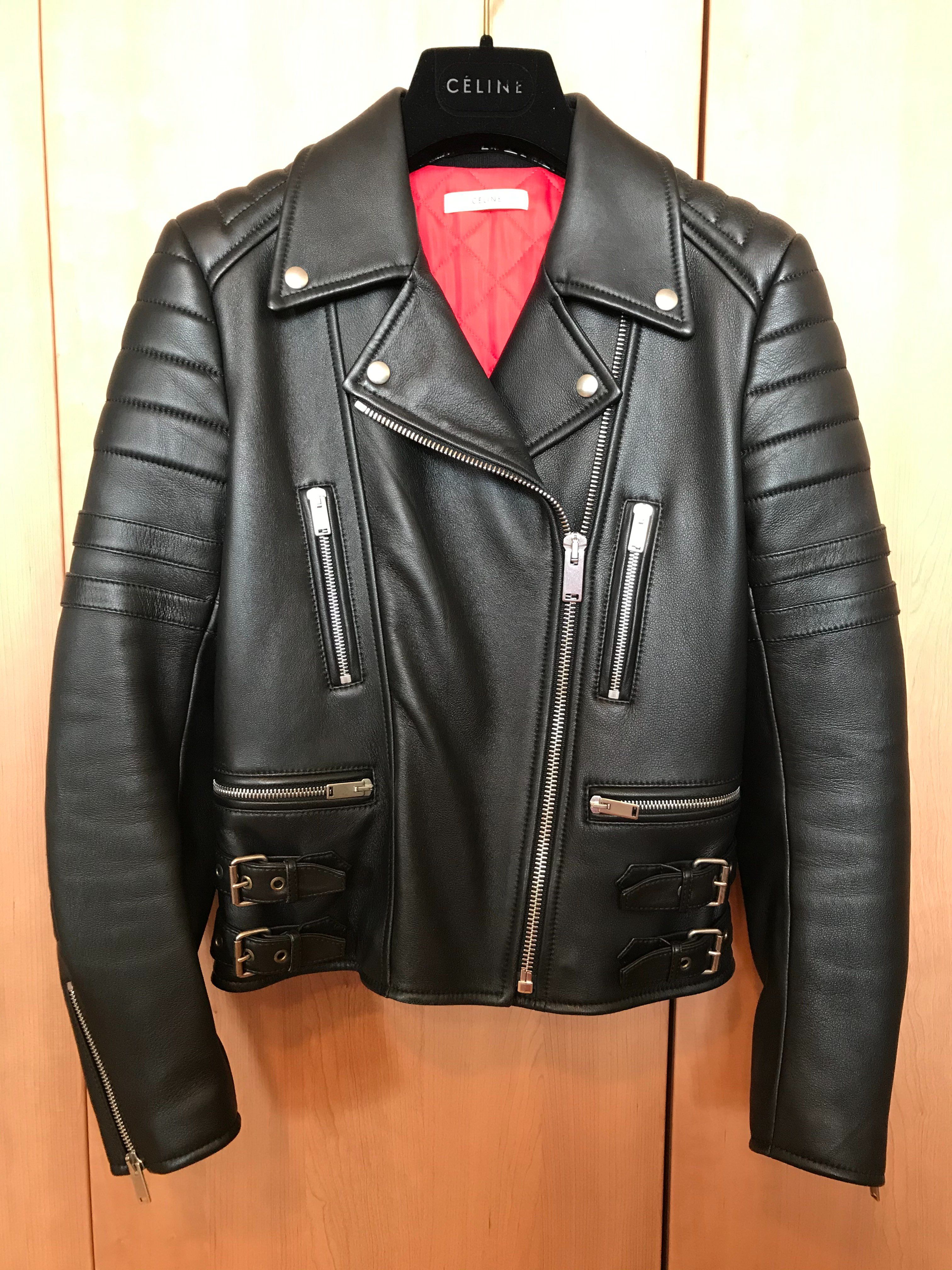 セリーヌ・レザーライダースジャケット・ブラック