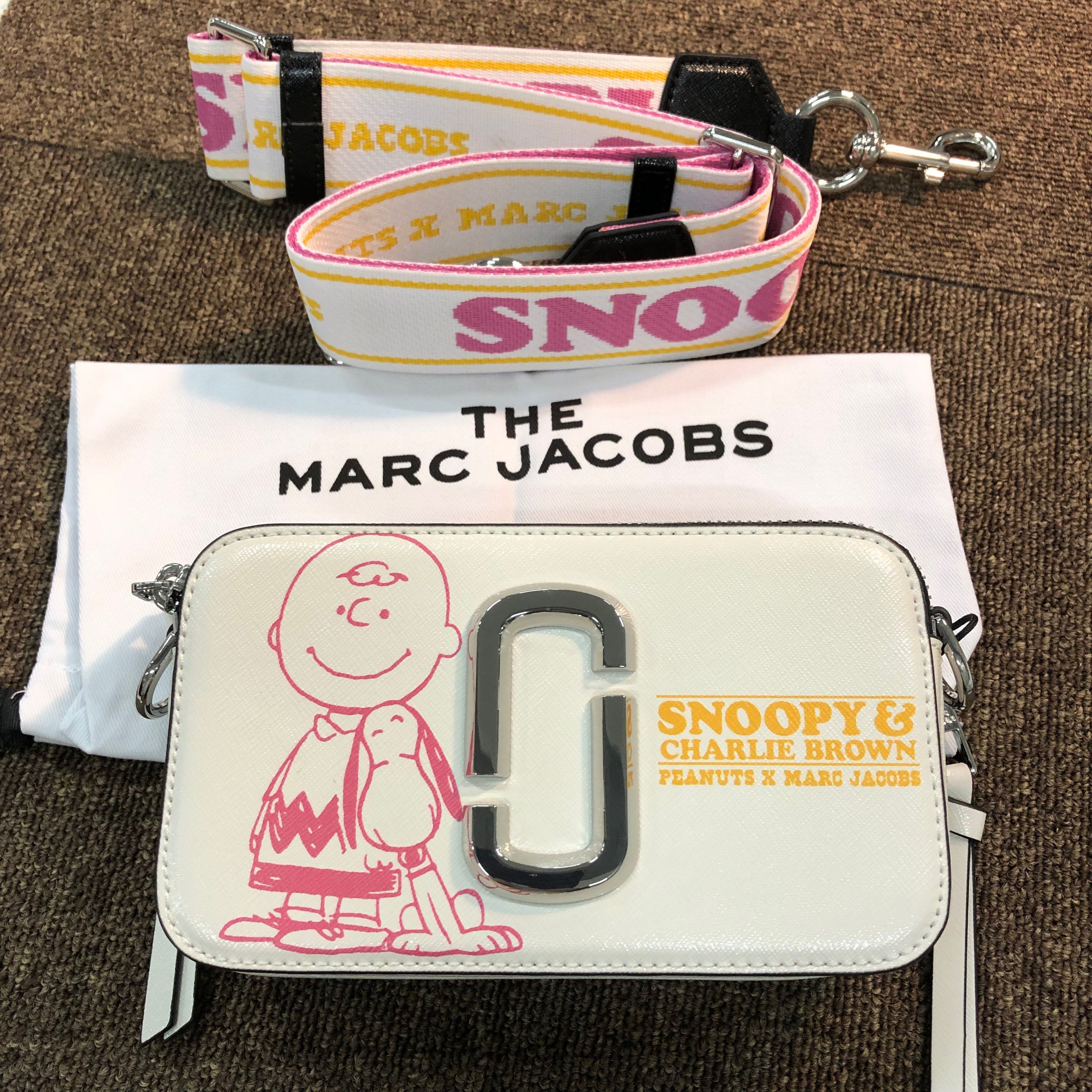 MARC JACOBS x Peanuts The Snapshot Leather Shoulder Bag "White"