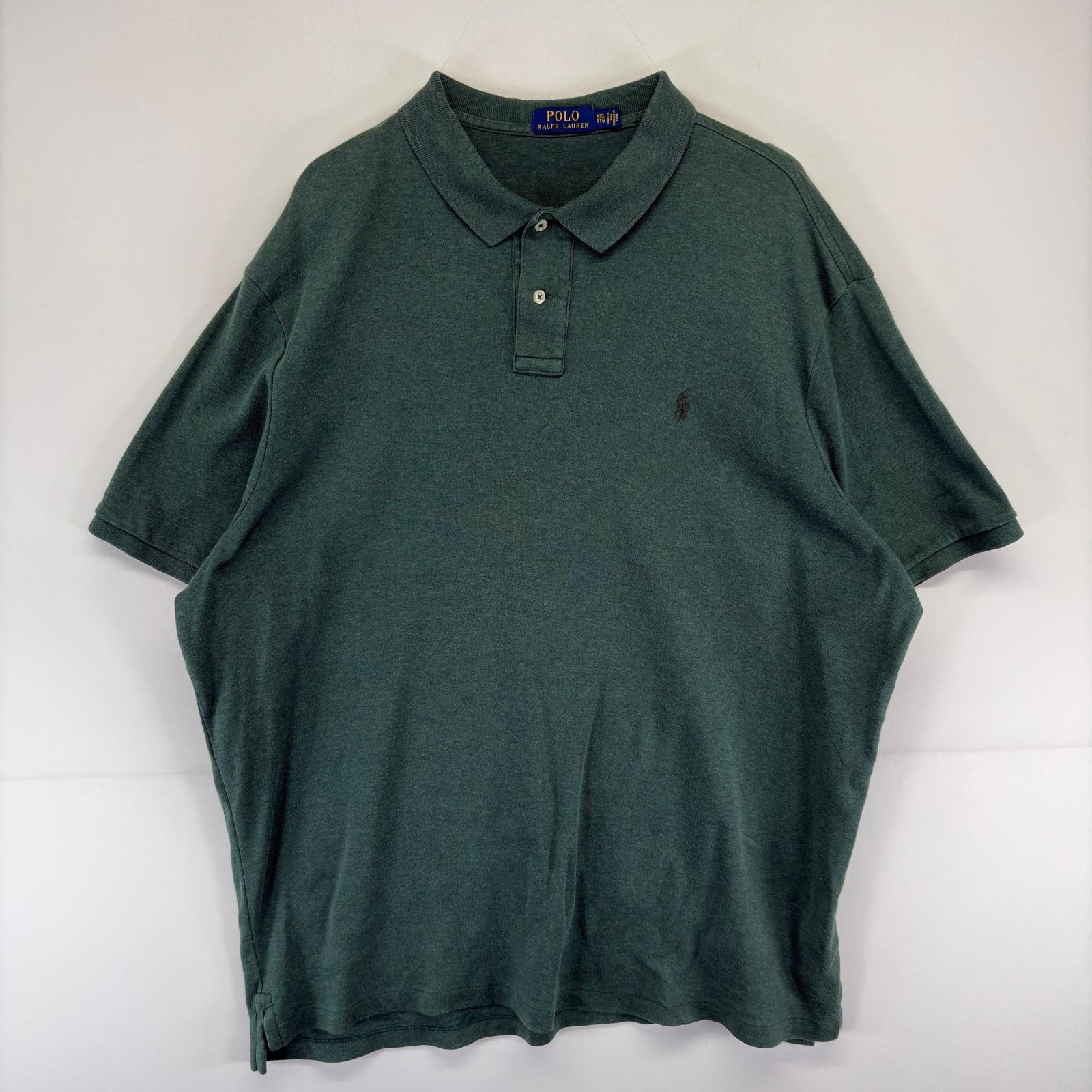 古着 ポロ・ラルフローレン POLO RALPH LAUREN 半袖シャツ ワンポイント 大きいサイズ ポロシャツ 刺繍 2XL  グリーン系 メンズ