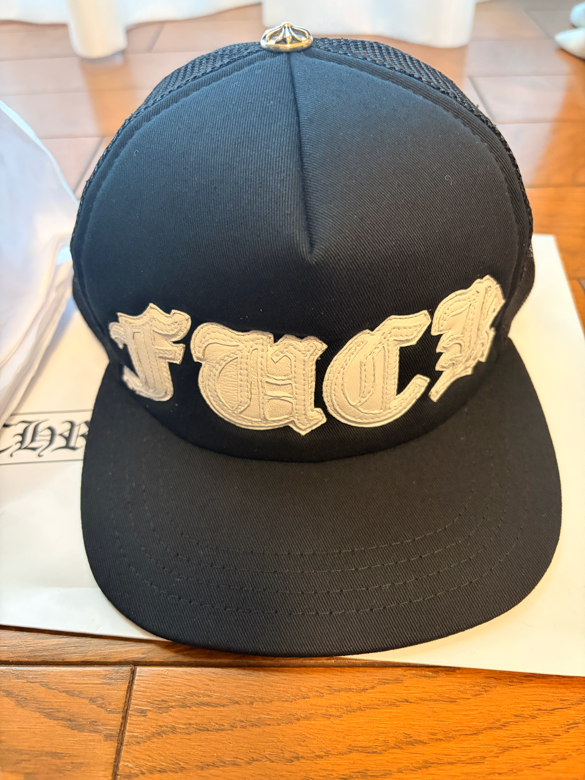 Chrome Hearts Fuck Leather Patch Trucker Cap (Scroll Label) "Black/White"