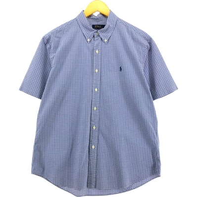 古着 ラルフローレン Ralph Lauren SLIM FIT 半袖 ボタンダウン チェックシャツ メンズXL相当/eaa546823