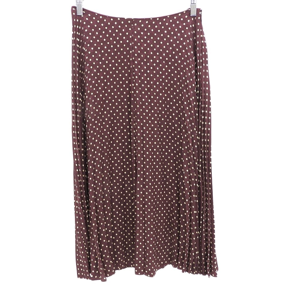セリーヌ 美品 シルク ドット×マカダム プリーツスカート レディース ボルドー 36 2J590518V.27XR 36