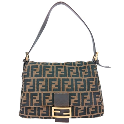 FENDI フェンディ マンマバケット ワンショルダー ズッカ柄 ショルダーバッグ 26325 キャンバス レザー ブラック レディース【中古】