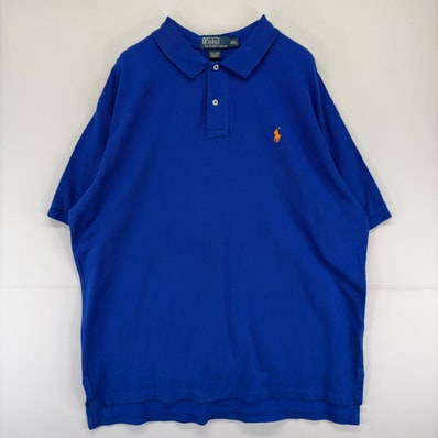 古着 ポロバイラルフローレン Polo by Ralph Lauren 半袖シャツ ワンポイントロゴ 大きいサイズ 鹿子 ポロシャツ 2XL ブルー メンズ