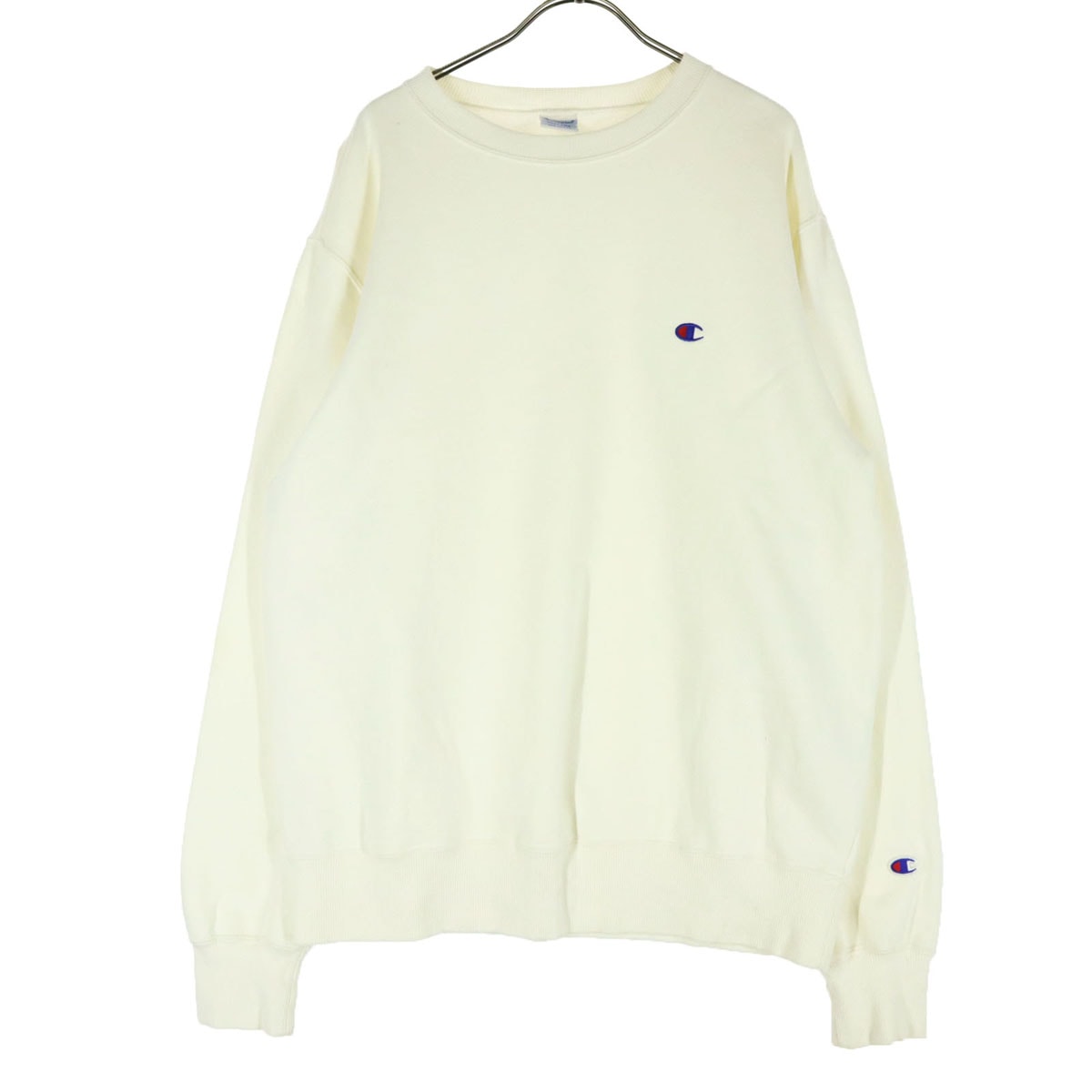 Champion チャンピオン ワンポイントロゴ 長袖 スウェット XXL アイボリー
