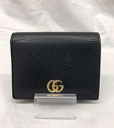 GUCCI GG Marmont Leather Card Case Wallet "Black"