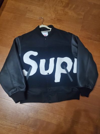 Supreme Big Logo Chenille Varsity Jacket "Black"