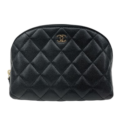 CHANEL シャネル タイムレス クラシック ライン マトラッセ ポーチ ブラック レディース【中古】