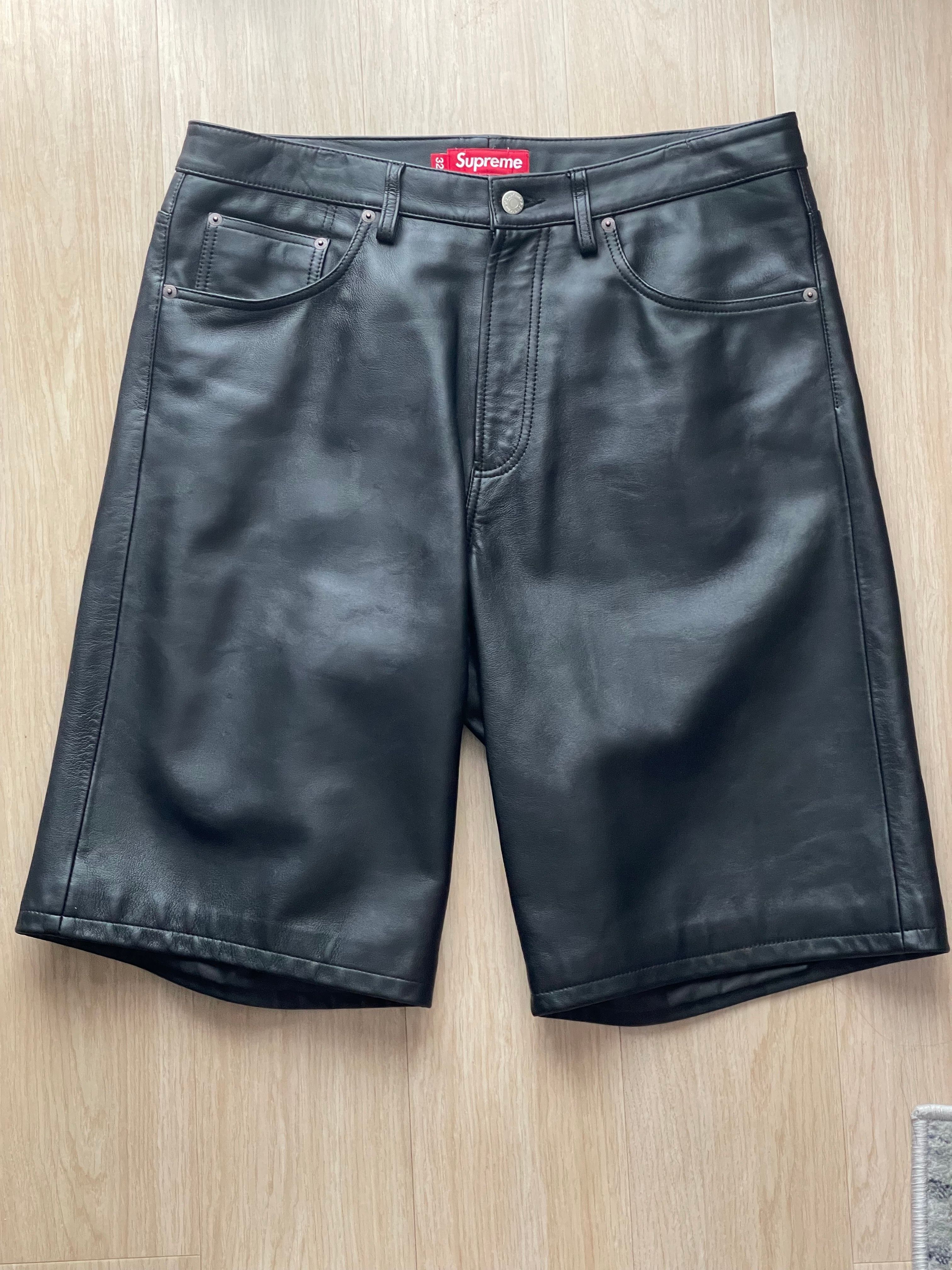 シュプリーム バギー レザー ショートパンツ "ブラック" (25SS)